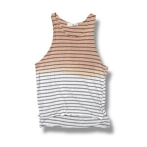 Striped Tan and White Sleeveless Top